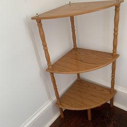 Wooden Tiered Corner Shelf Display Free Standing with Spindles Farmhouse Decor