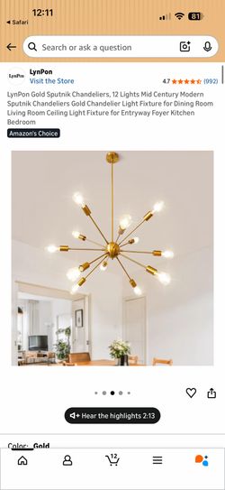 New Chandelier gold 12 bulbs