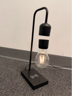 LED Table Nightstand Lamp, Floating Bulb, wireless phone charger