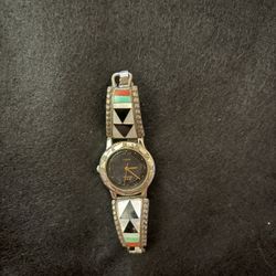 Vintage Western/Native Style Silver Watch 