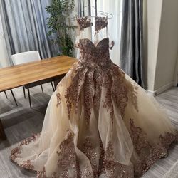 Mori Lee Quinceañera Dress – Model 89255 – Rose Gold / Blush Ball Gown
