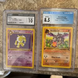 1st Edition Hypno 10 And Aerodactyl 1st 8.5 Graded