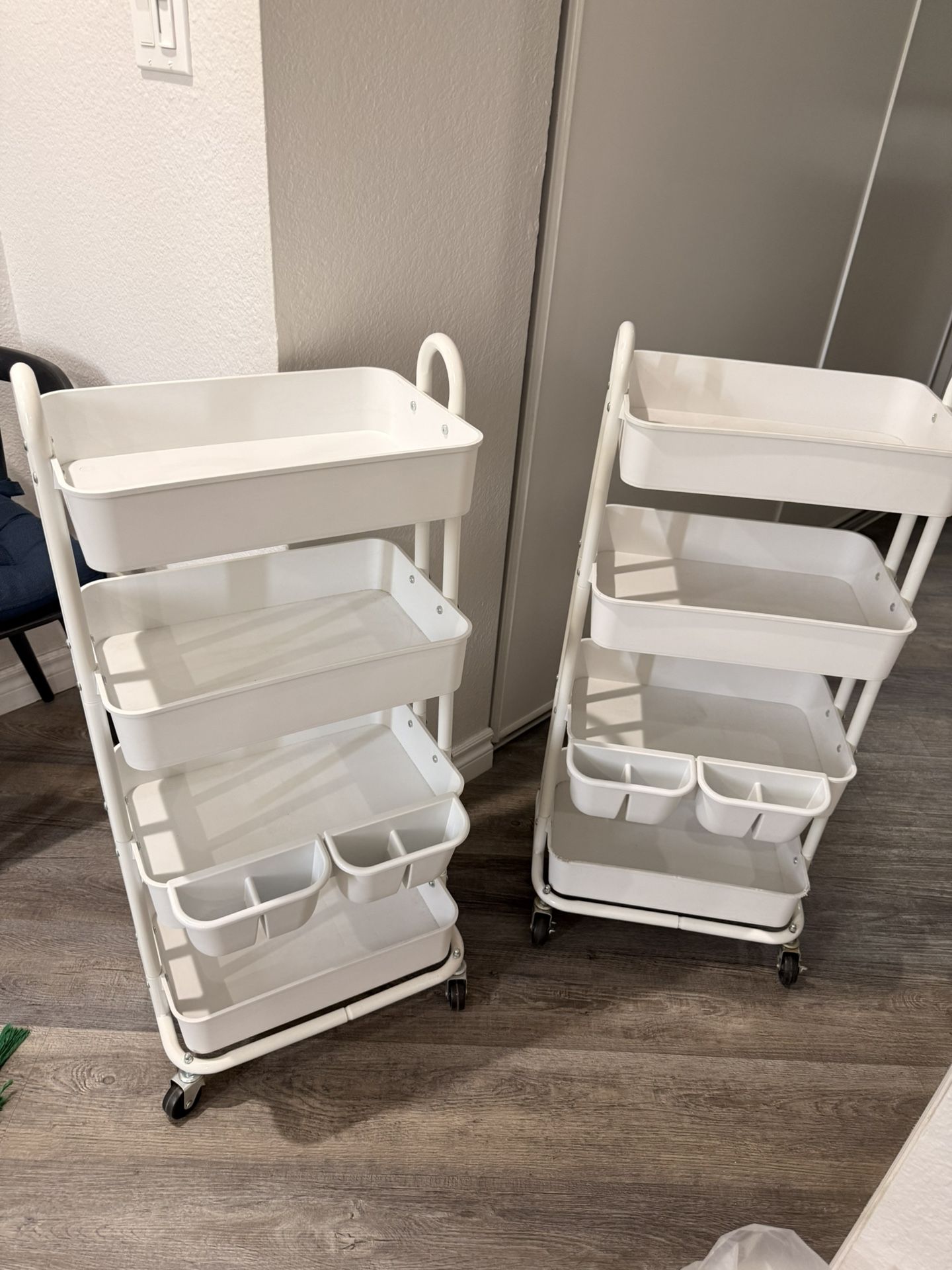 4-Tier Multifunctional Rolling Utility Cart with Hanging Buckets