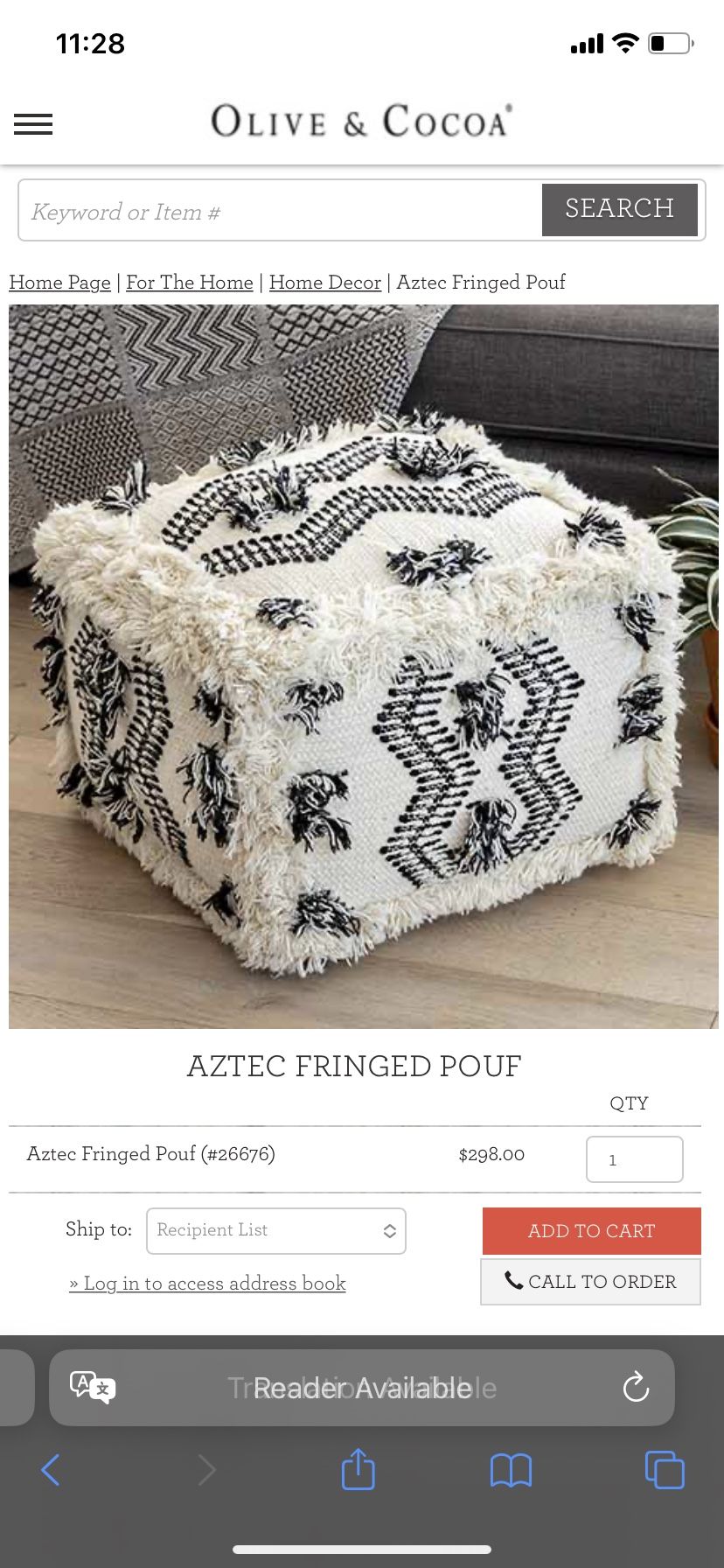 Aztec Fringed Pouf