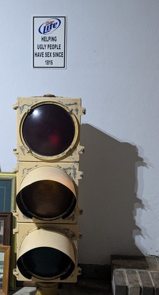 Safetran Systems Corp. Metal Traffic Light Decoration. Game Room Garage.