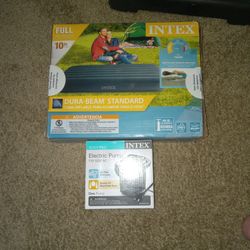 Intex Full 10 In Air Mattress And Intex Electric Pump