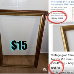 $15 Vintage Ornate Wooden gold Frame 🖼️ 42” by 29” in good condition great to put in canvas etc