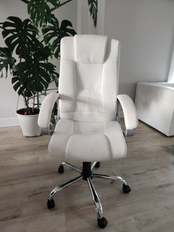 White Faux Leather Office Chair
