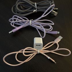  (3) Braided USB  Cables & IPhone  Charger
