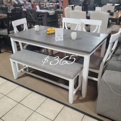✅️No Tax✅️6-Pc White & Gray Dining Set