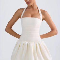 OH POLLY || Halterneck Lace-Up Bubble Hem Corset Micro Mini Dress 