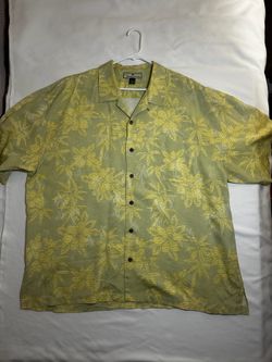 Tommy Bahama Silk Tropical Button-Up Shirt XXL Short Sleeve Green