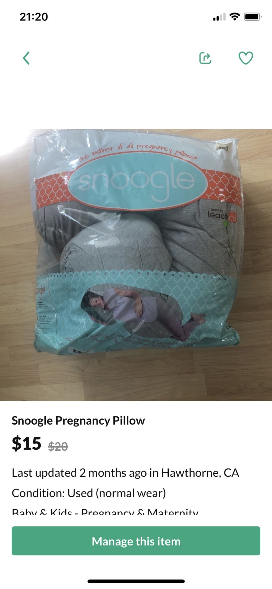 Snoogle Pregnancy Pillow