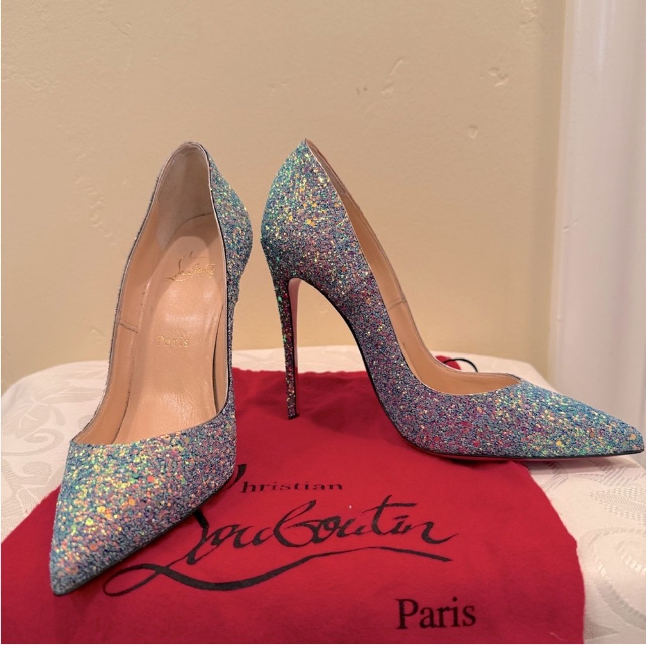🚨PRICE DROP🚨Christian Louboutin so Kate 120 Glitter DragonFly 37.5
