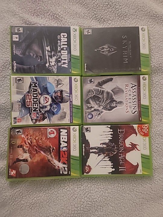 Xbox 360 Game Lot of 6 Games, Skyrim, Call Of Duty, Assassin's Creed, Dragon Age