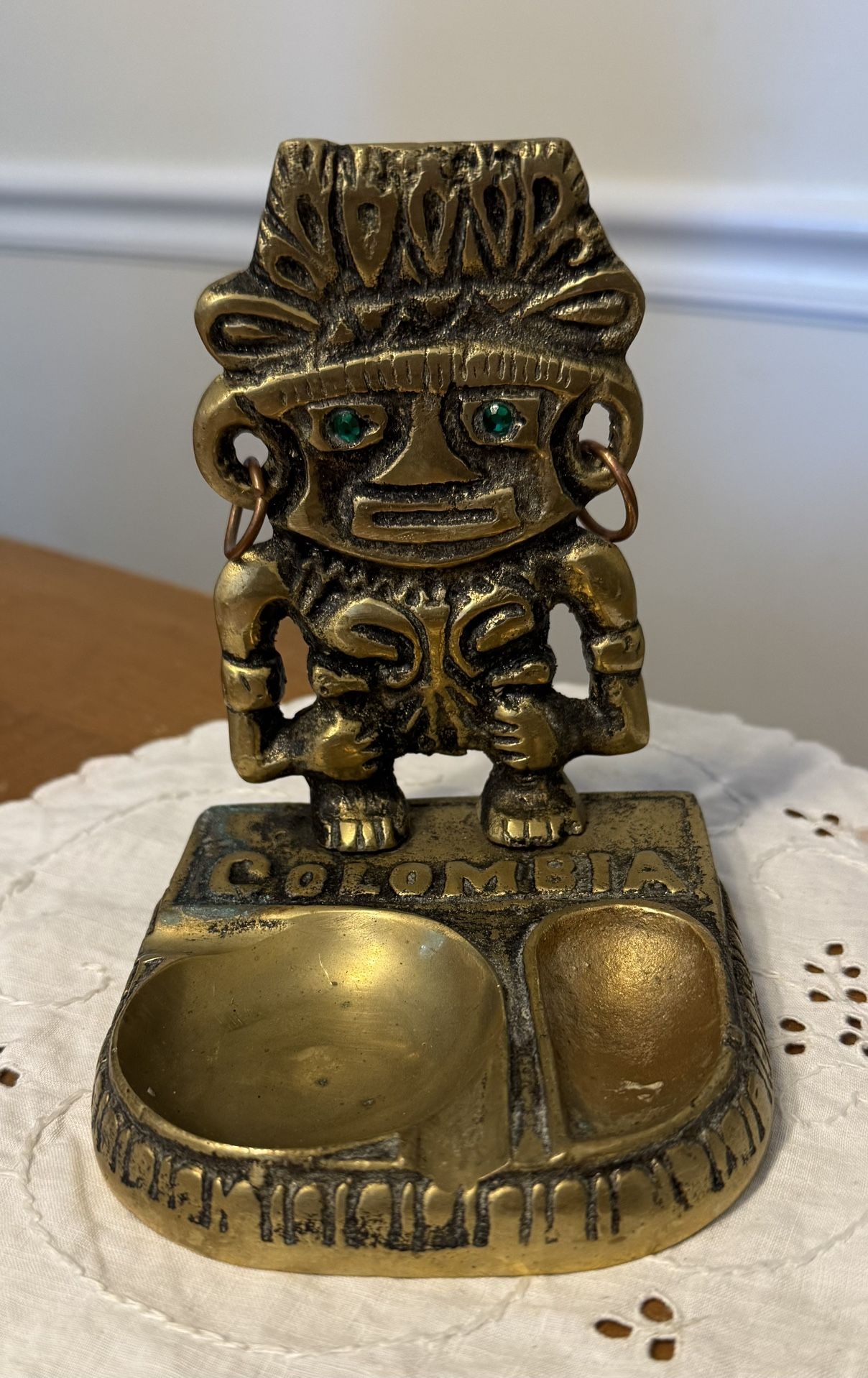 Antique Solid Brass Viracocha Columbia Trinket