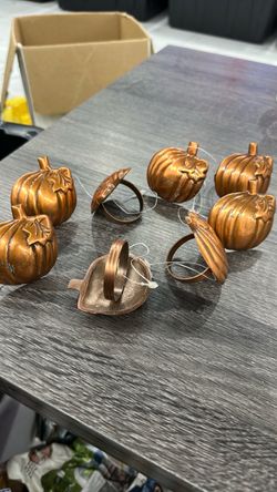 Copper Pumpkin Napkin Rings Set of 8