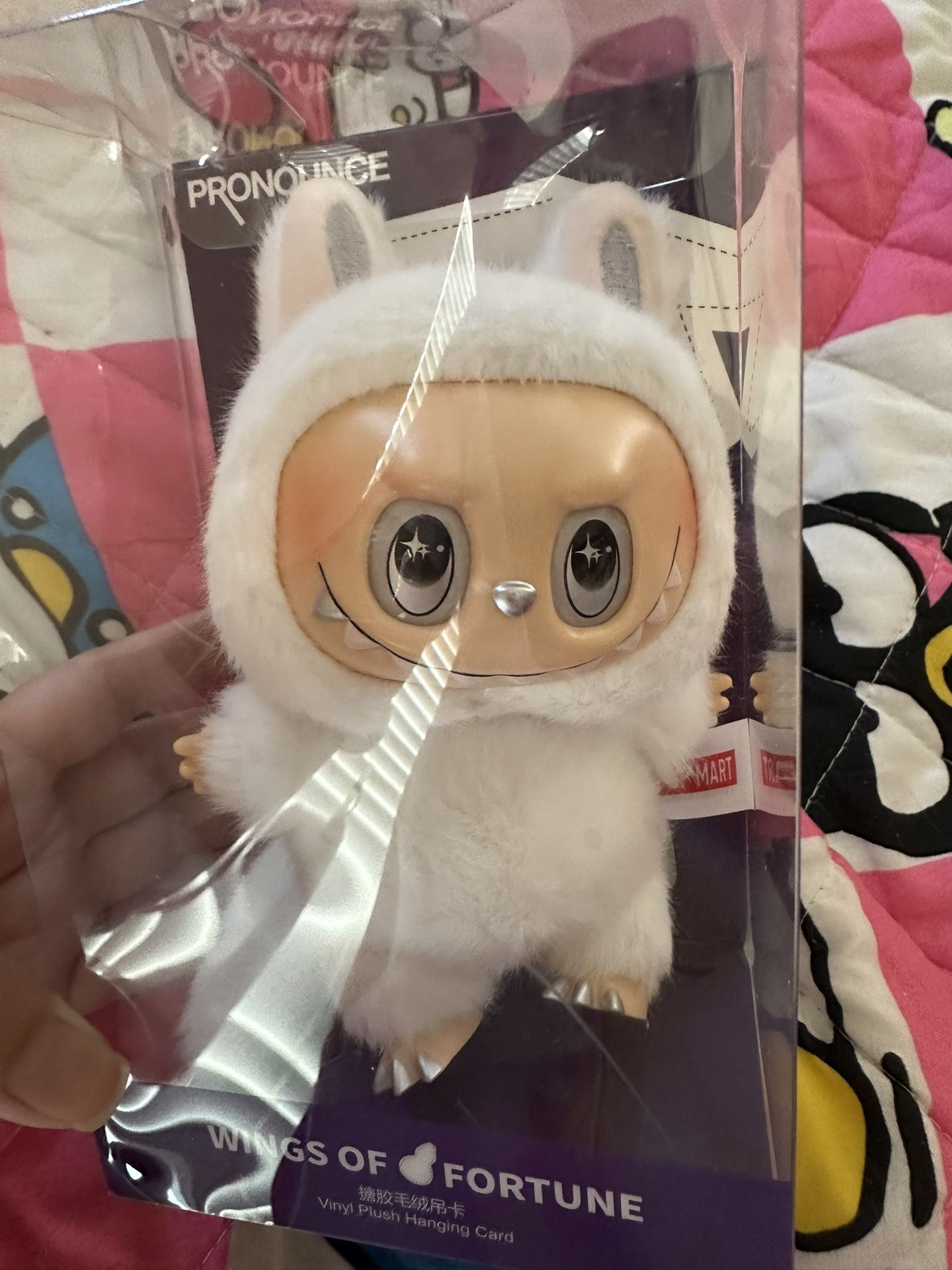Labubu custom zimomo angel in cloud wings bag charm pendant 
