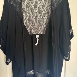 Urban Outfitters Black Lace Cardigan Top Cover Up Witchy Goth Gothic 