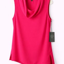 Vince Camuto Women’s Sleeveless Cowl Neck Blouse – Bright Pink – NWT - Size L