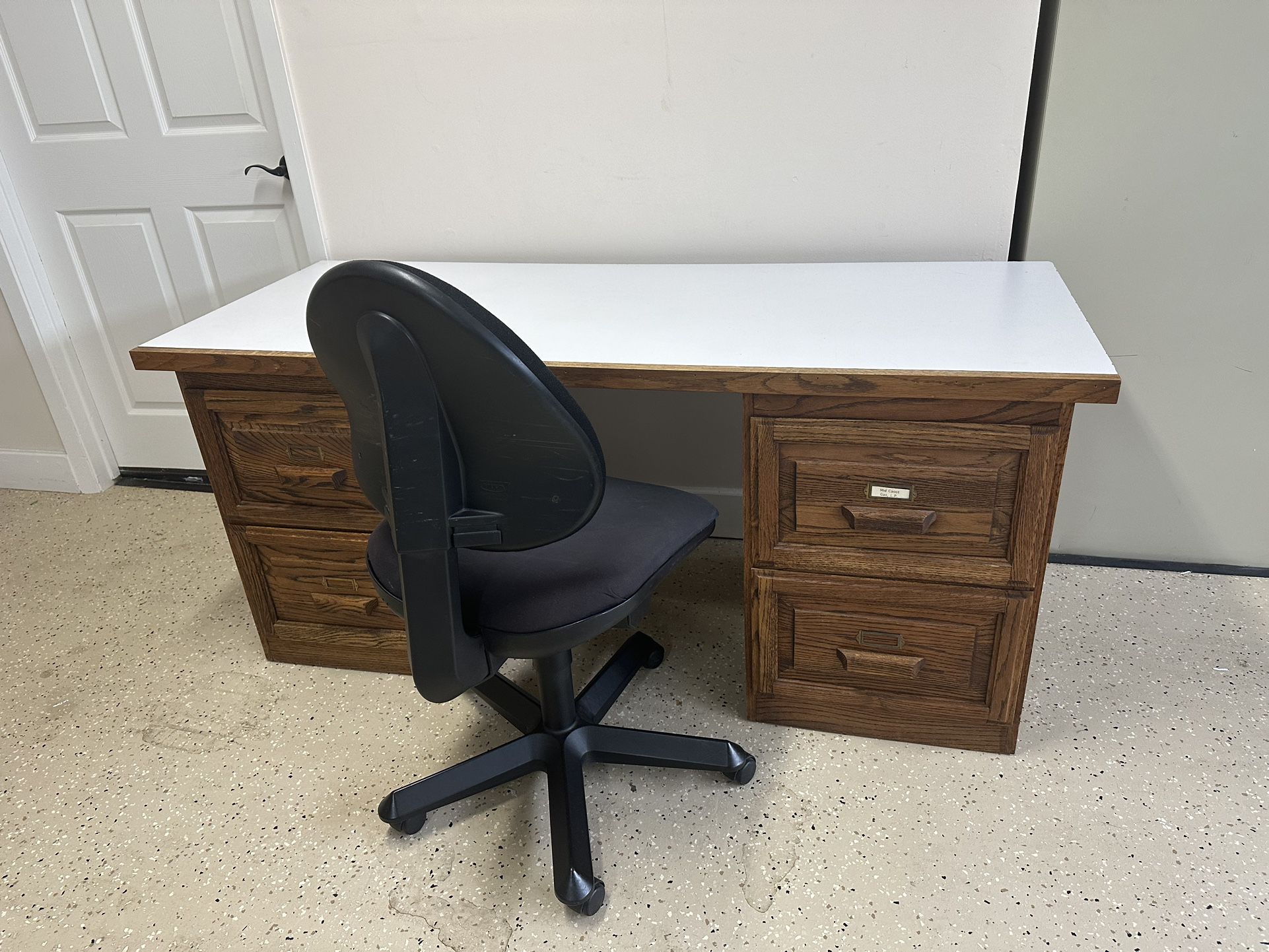 Solid Oak Filing Cabinet Desk