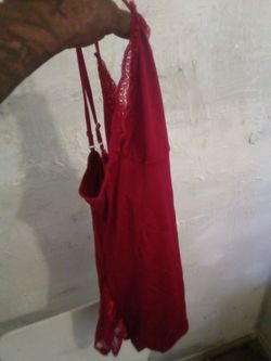 Red Satin Lace Slip Dress Lingerie