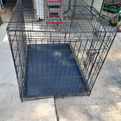 Large Collapsible Dog Crate Animal 42-in Wire Black