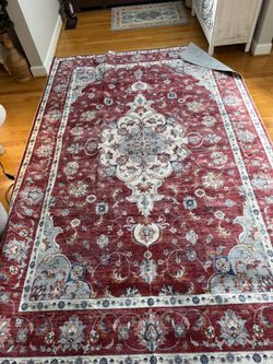Large Area Rug for Living Room, 6x9 Rug Washable Low Pile Soft Rug Bedroom Vintage Print Rug, Big Indoor Floor Carpet for Office Dorm Nursery Dining H