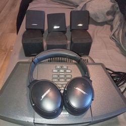 Bose Lot Noise Cancelling Wireless Headphones,Wave Radioand 6 Satellite Speaker's 