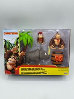 Jakks Donkey Kong Jungle Adventure Diorama Set DK Diddy Kong Rambi 2.5" NEW 2026