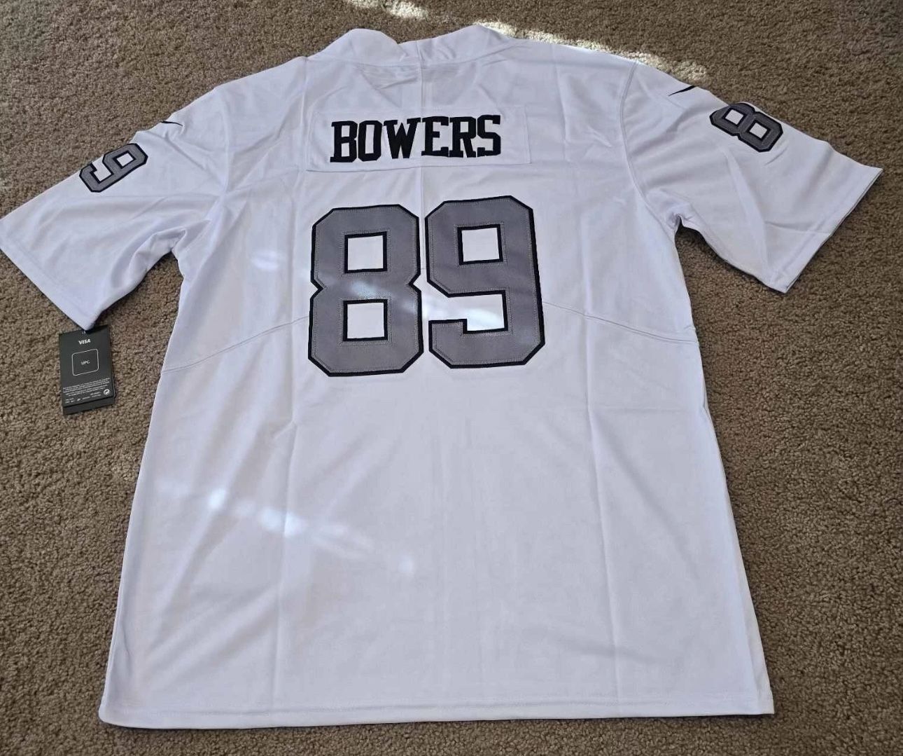 Raiders Bowers White Silver Jersey Throwback
