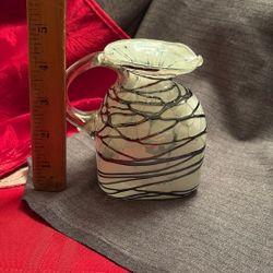 Hand blown Art Glass Wrapped In Iridescent Glass Web