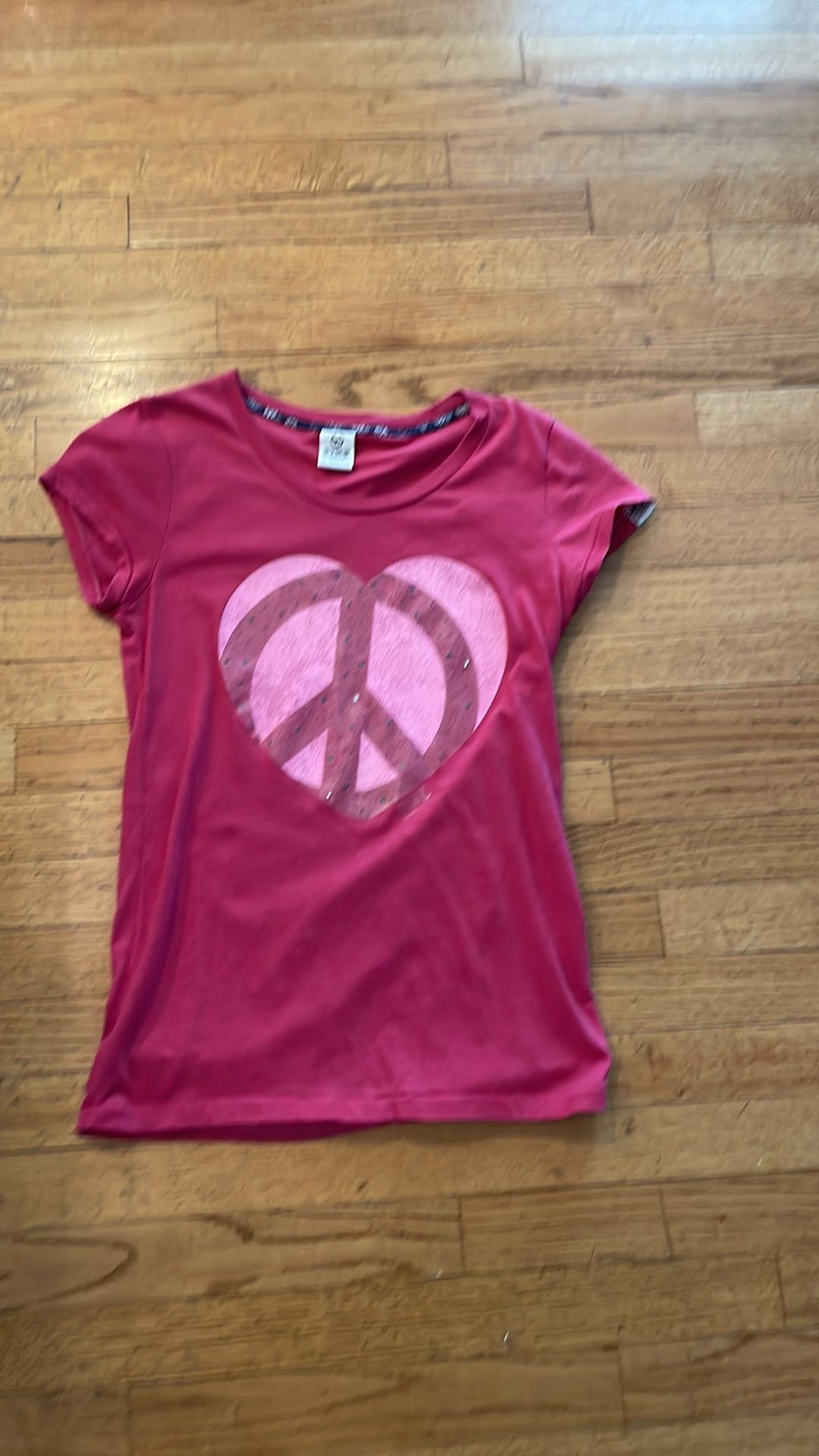 PINK Victorias Secret Large Peace Sign Short Sleeve T Shirt