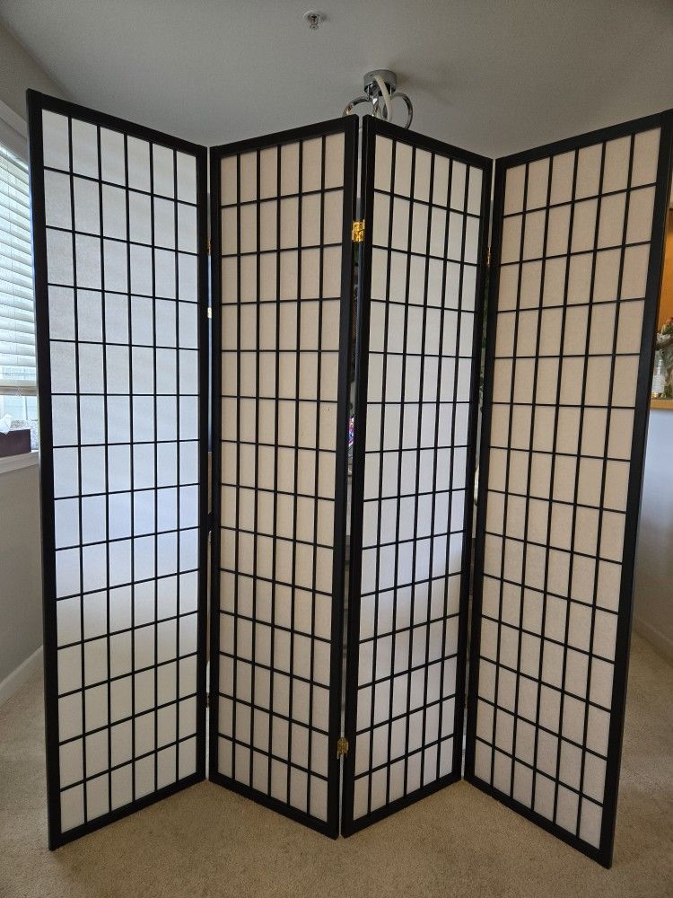 ๐ธ Like New - 4-Panel Shoji Screen Room Divider! ๐ฏ