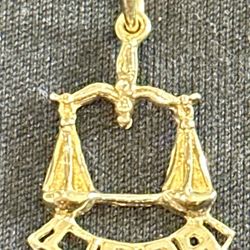14K Yellow Gold Zodiac ~Libra Pendant.  Gender Neutral! 