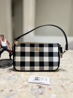 NWT Coach Nolita 19 With Gingham Print And Charm Gold/Black Multi