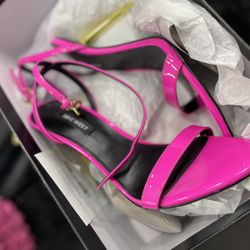 Nine West Hot Pink Heels with Gold Stiletto Heel - Size 5.5