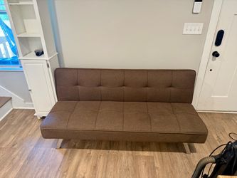 Brown Fabric Convertible Futon Sofa Bed