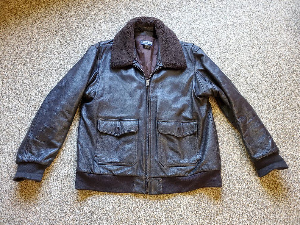 Men's Land's End Leather Jacket Brown Size L  42-44