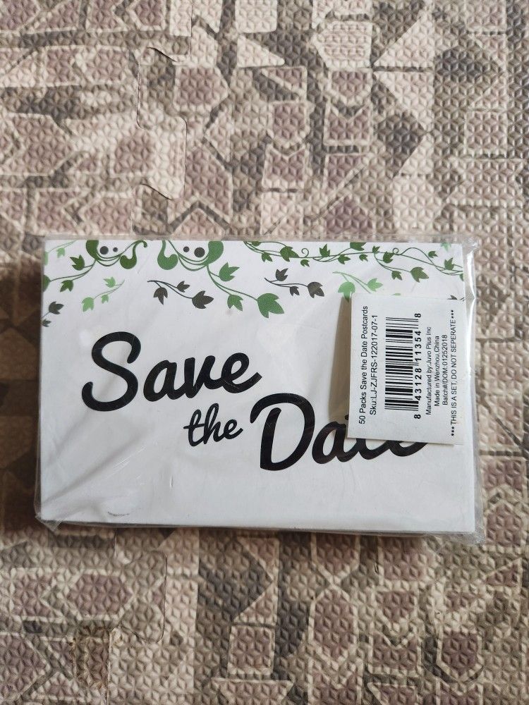 NWT Pack of 50 Green Vine Print Save the Date Postcards Any Occasion