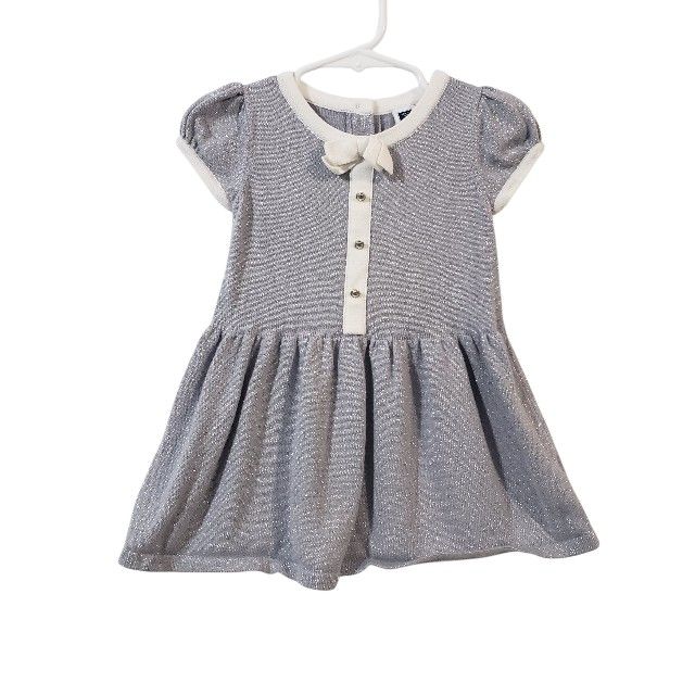 JANIE AND JACK Infant Girls Silver Sparkly Holiday Sweater Dress Size 12-18 Mo