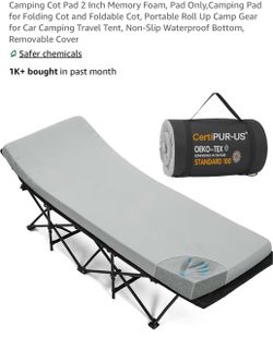 Camping Cot Pad 2 Inch Memory Foam