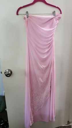 Vintage Pink Beaded Strapless Formal Prom Gown Dress Size Large Stretch