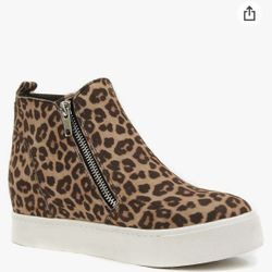 Leopard Print Wedge Sneakers 