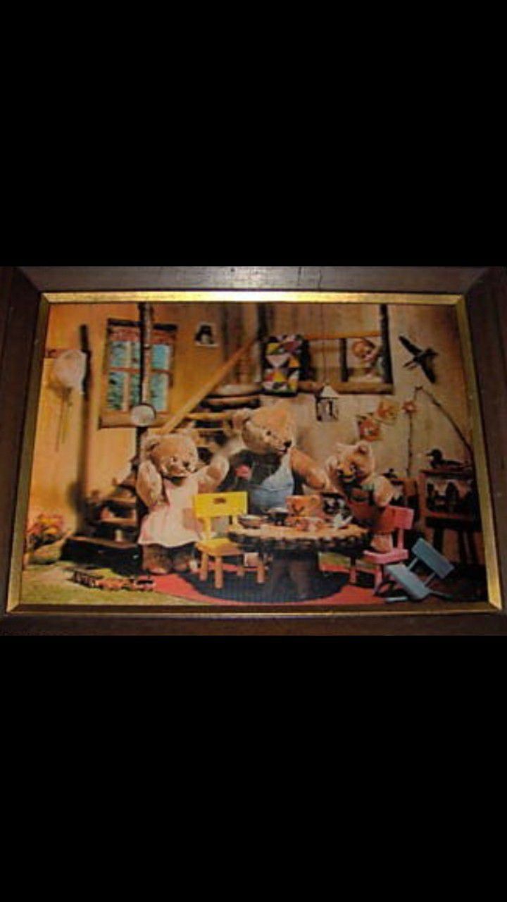 Vintage VICTOR ANDERSON 3D LENTOGRAPH Goldilocks THREE BEARS Picture - Plate 112 Nursery