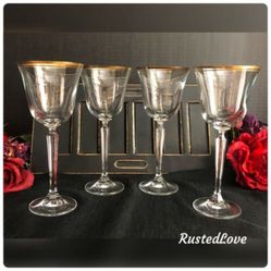 4 Mikasa Crystal Gold Rimmed wine Glasses