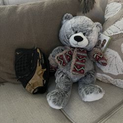 Baseball Gloves And Teddy Bear