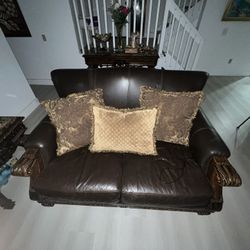 brown leather couch 