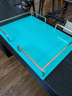 Large Glass Turquoise Tray
