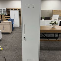 Broom Closet Storage Cabinet, Narrow Utility Closet, 65" Metal Cleaning Supply Storage with Lock and Door,Utility Cabinets for Brooms and Mops for Lau